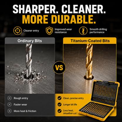 99-Piece Titanium-Coated HSS Drill Bit Set