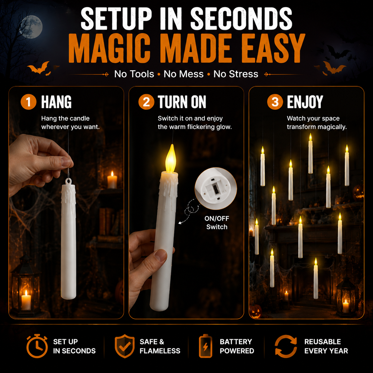 🕯️ Floating Halloween Candles