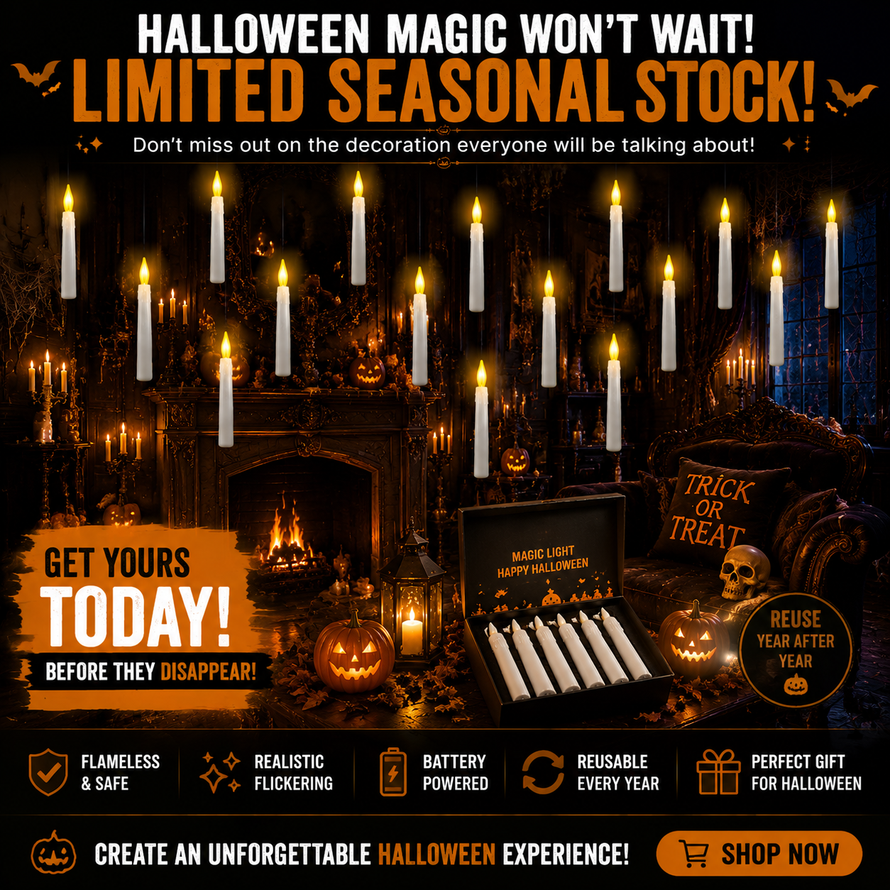 🕯️ Floating Halloween Candles