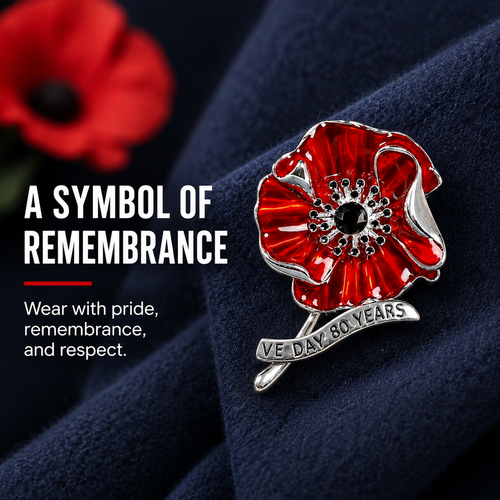 VE Day 80 Poppy Brooch | Limited Edition Anniversary Keepsake