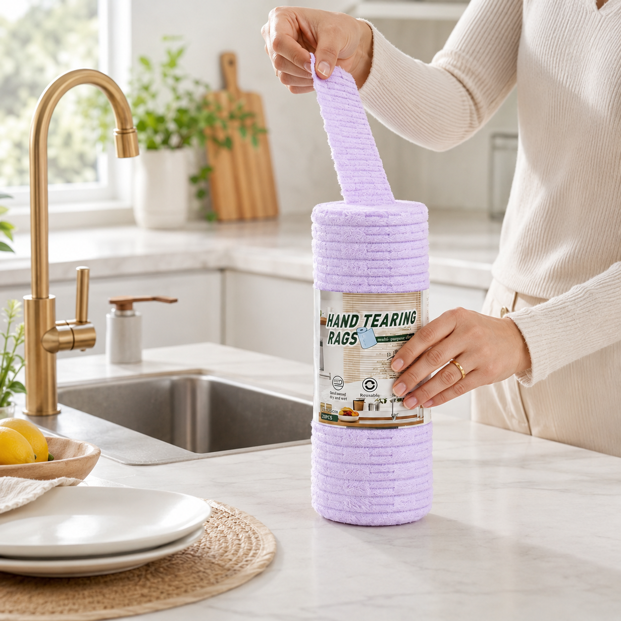 Multipurpose Reusable Tear-Off Cleaning Cloth Roll