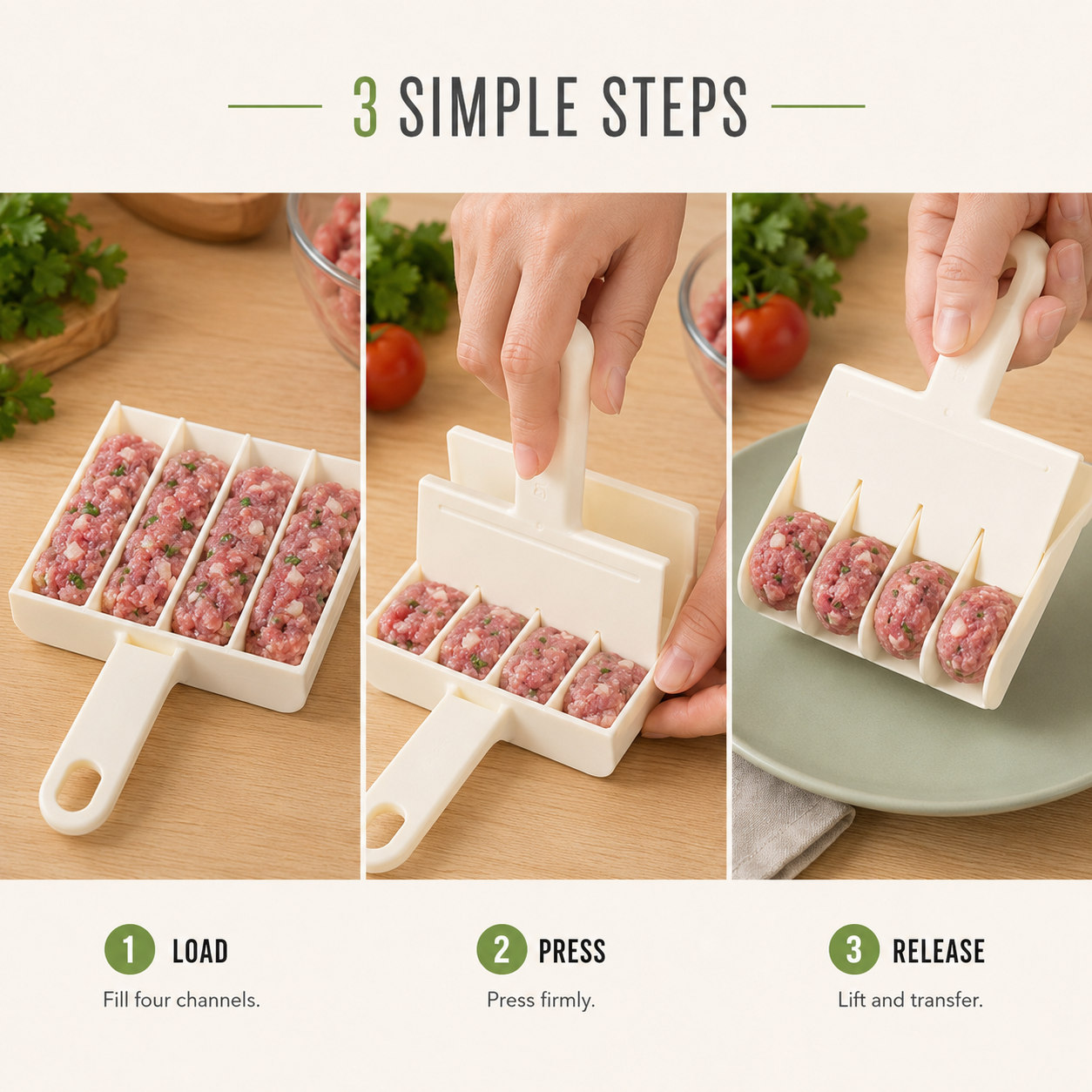 4-at-a-Time Nonstick Meatball Maker Scoop – 2-Pack