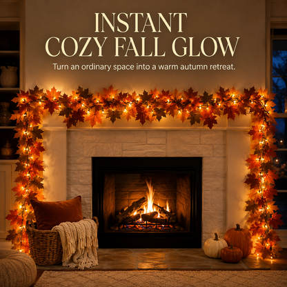 Lighted Autumn Maple Leaf Garland