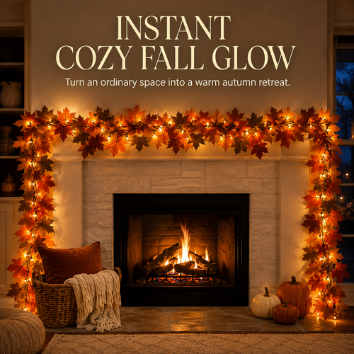 Lighted Autumn Maple Leaf Garland