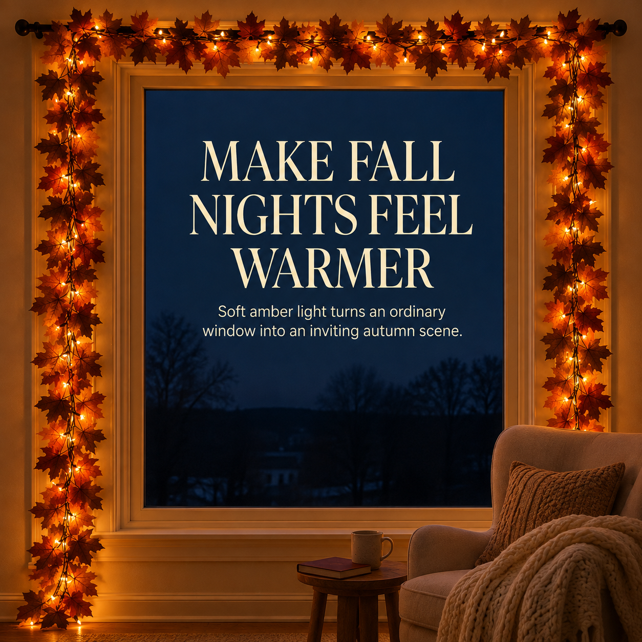 Lighted Autumn Maple Leaf Garland