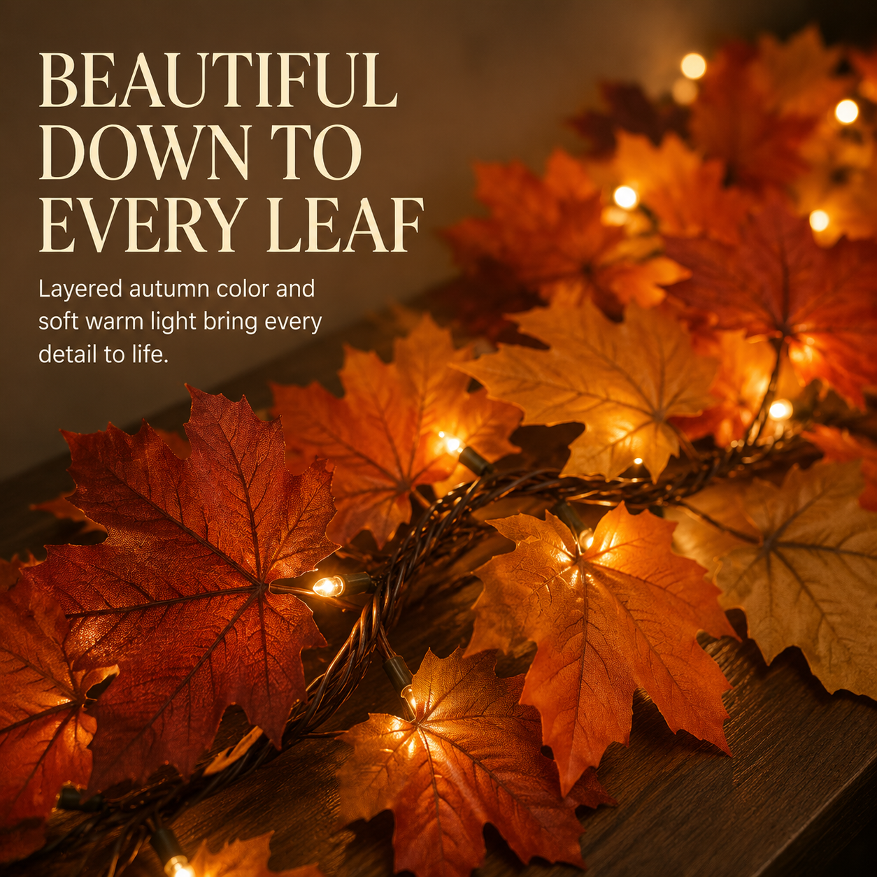 Lighted Autumn Maple Leaf Garland