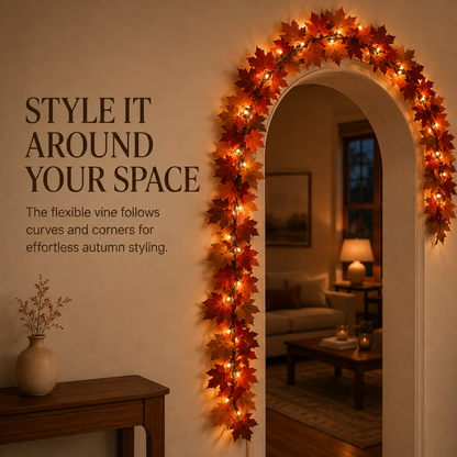 Lighted Autumn Maple Leaf Garland