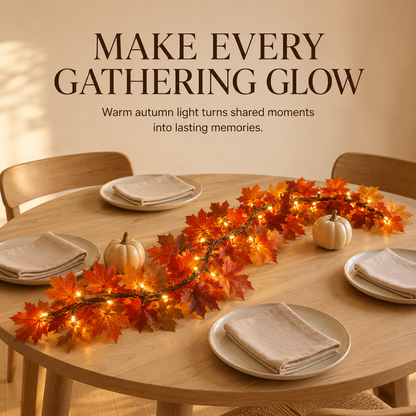 Lighted Autumn Maple Leaf Garland