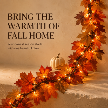 Lighted Autumn Maple Leaf Garland