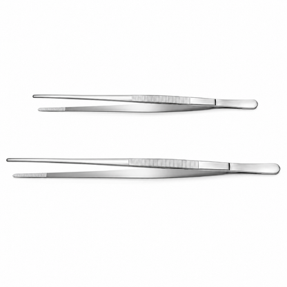 Fine Long Tweezer Tongs Professional Black Set,12'' and 10'' Stainless Steel