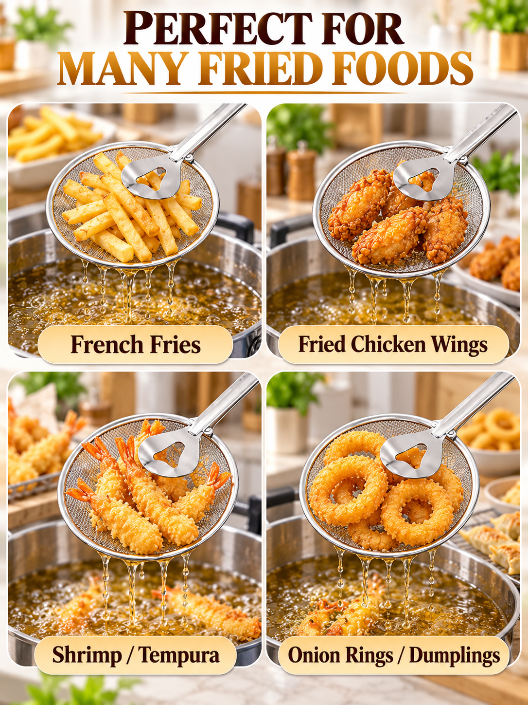 🍳 Kitchen Deal – 2-in-1 Frying Strainer Tongs