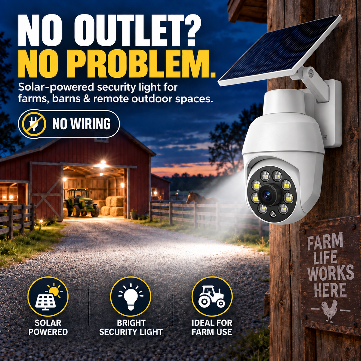 Solar-Powered Simulated Surveillance Camera Street Light