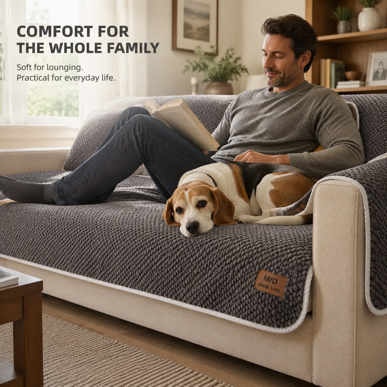 Removable Sofa Cover, Non-Slip Polyester