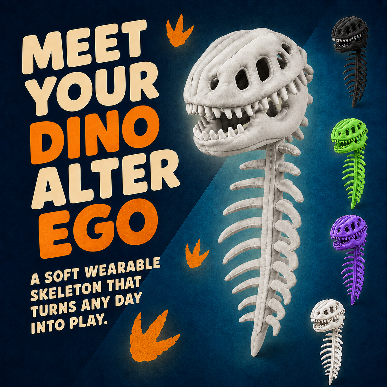 Kids’ Plush Dinosaur Skeleton Halloween Costume