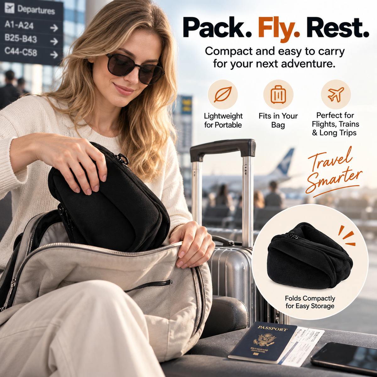 3-in-1 Travel Sleep Support – Blackout Eye Mask & Head Support