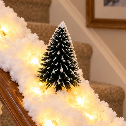 Playful Penguin Snowy Stair Railing Decor