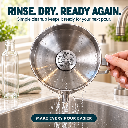 🥄 Pour, Strain & Transfer Without the Mess – Stainless Steel Kitchen Funnel