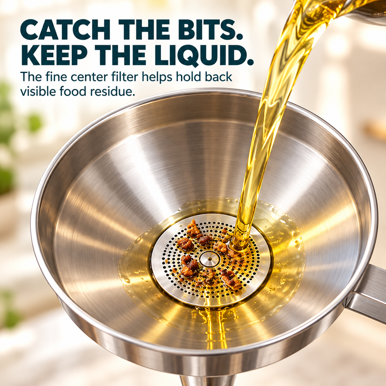 🥄 Pour, Strain & Transfer Without the Mess – Stainless Steel Kitchen Funnel