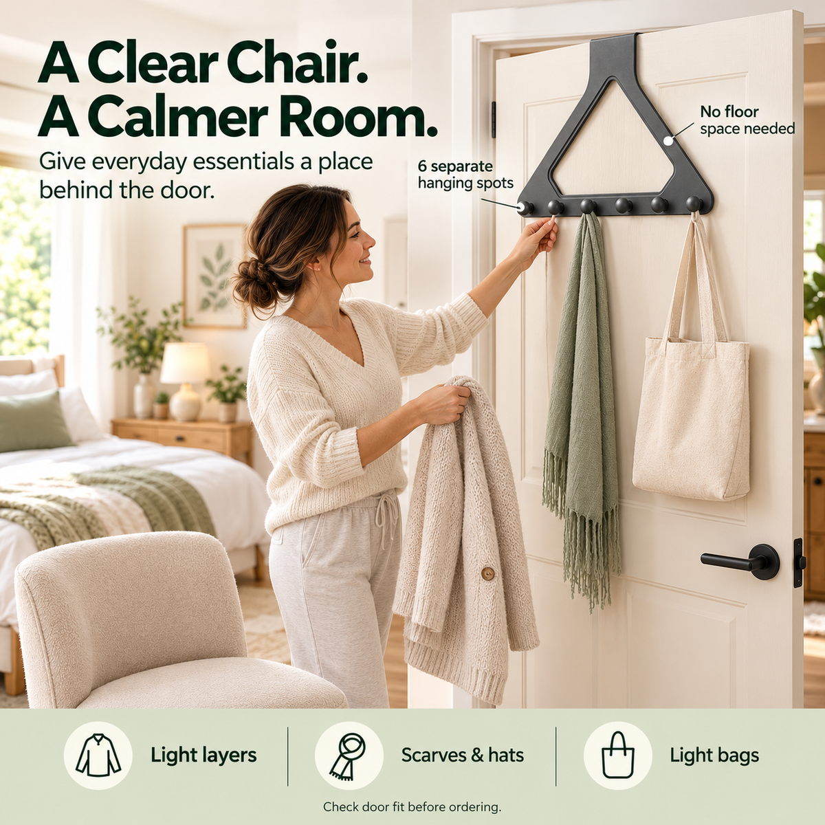 6-Hook Over-the-Door Organizer