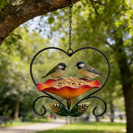 Heart-Shaped Bird Feeder – Floral, Hanging,Perfect for Backyard or Balcony