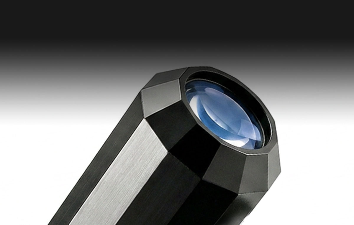 Close-up of projector glass lens