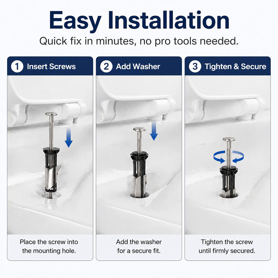 Heavy Duty Toilet Seat Fastener Bolt Kit (A Set of 2 Pcs)