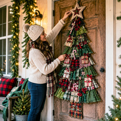 🎄 CHRISTMAS DOOR FAVORITE| Layered Fabric Tree Hanging