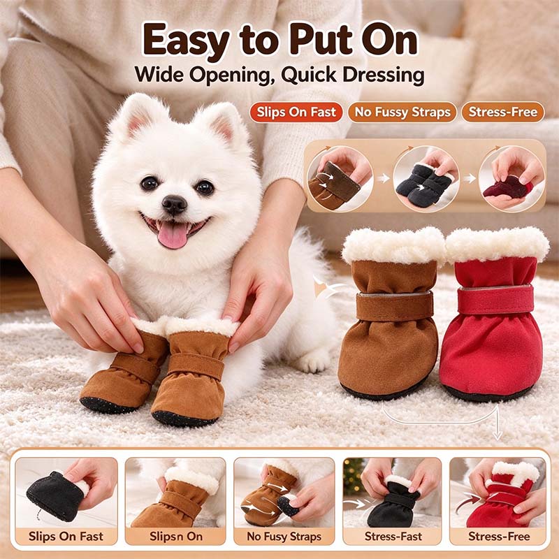 Soft Velvet Puppy Booties | Non-Slip Paw Covers, Set of 4, product image 3