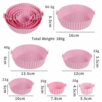 6-Piece Silicone Air Fryer Baking Tray Set – Non-Stick, Reusable & Easy to Clean