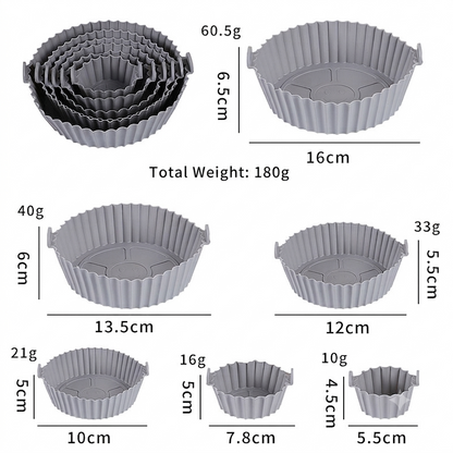 6-Piece Silicone Air Fryer Baking Tray Set – Non-Stick, Reusable & Easy to Clean