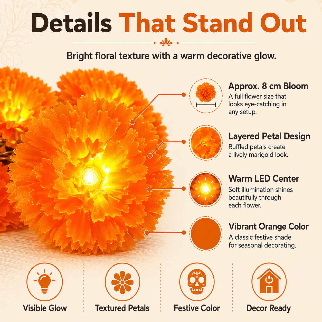🌼USB Charging Lighted Marigold Garland