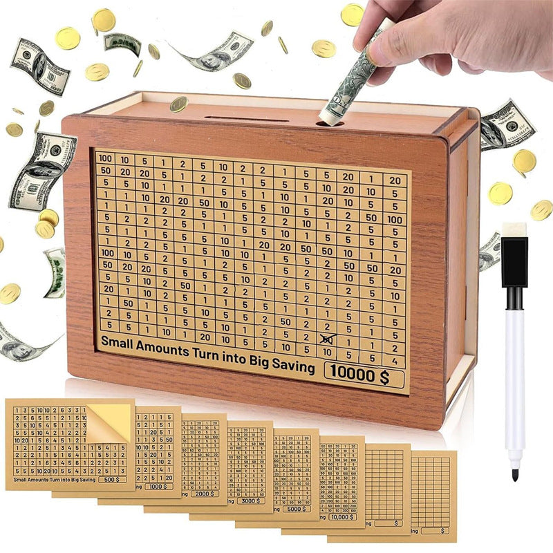 🔥🔥Wooden Lottery Ticket Game Board & Money Box with Counter