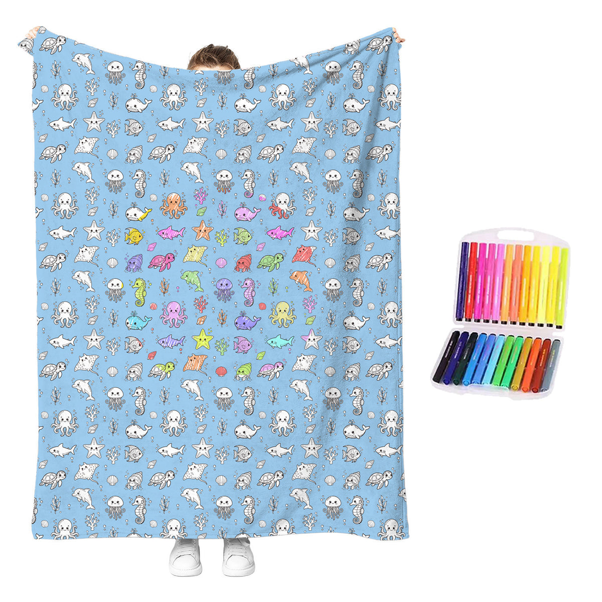 DIY Coloring Blanket with 12 Markers