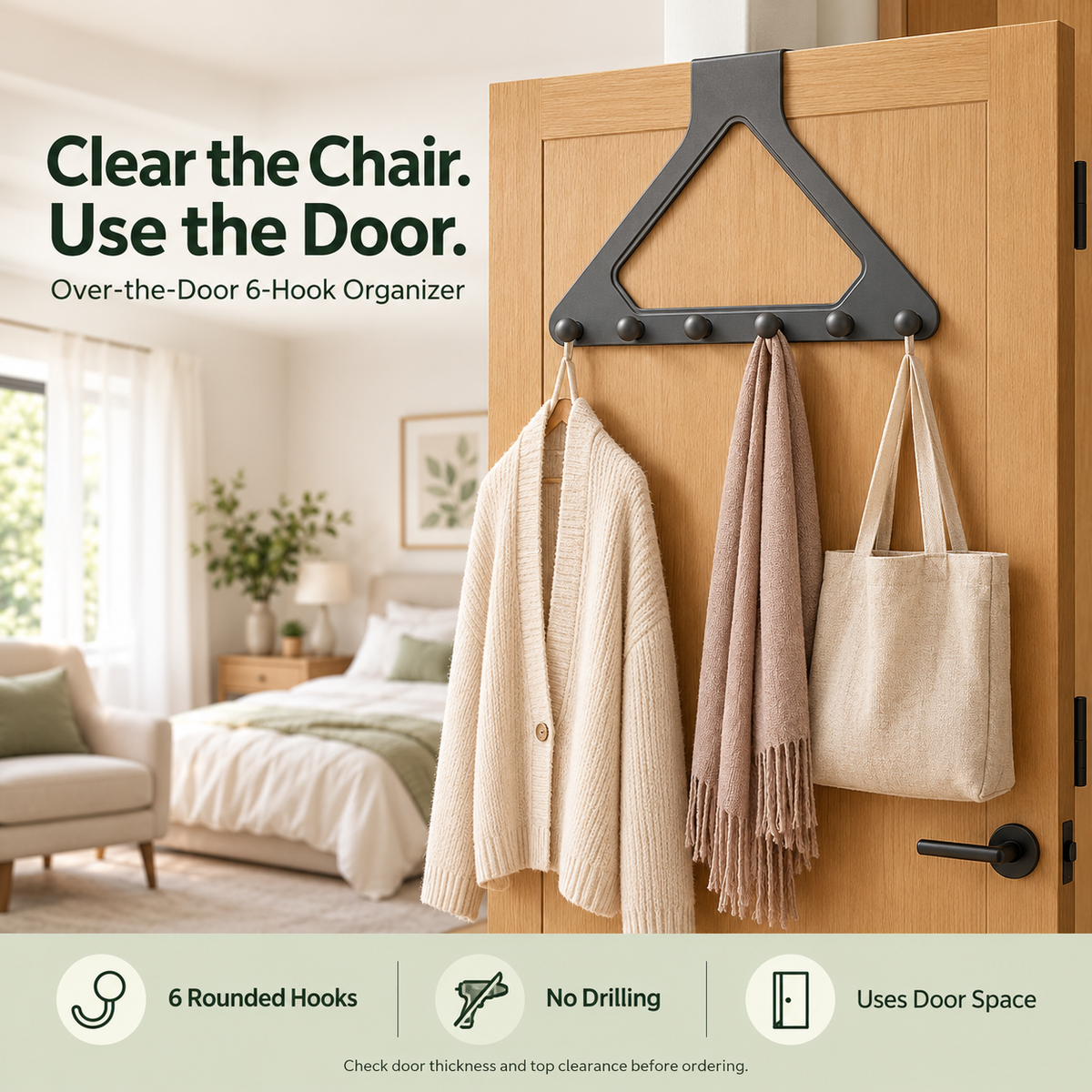 6-Hook Over-the-Door Organizer