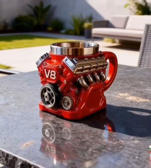 Engine-themed coffee mug