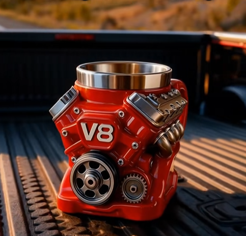 Engine-themed coffee mug
