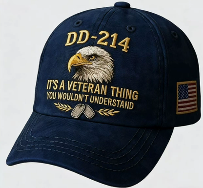 DD-214 Veteran Embroidered Cap with Free Pride Coin