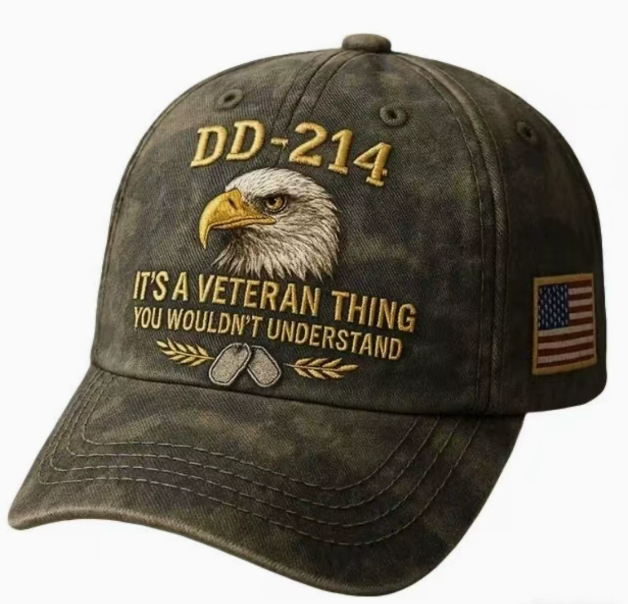DD-214 Veteran Embroidered Cap with Free Pride Coin