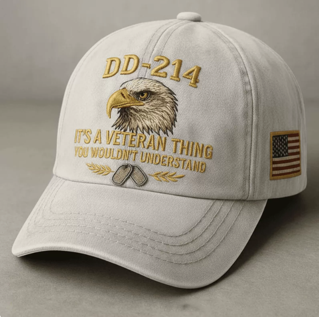 DD-214 Veteran Embroidered Cap with Free Pride Coin