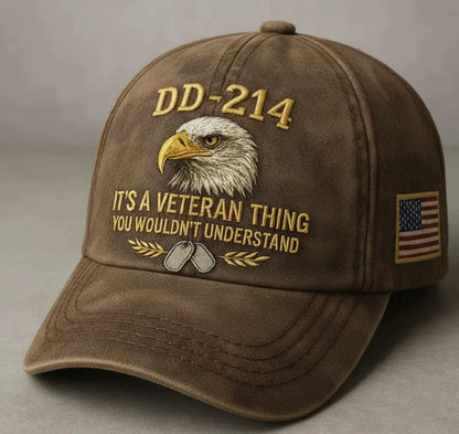 DD-214 Veteran Embroidered Cap with Free Pride Coin
