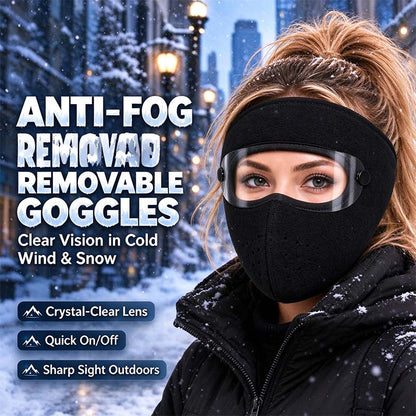 Fleece-lined winter face mask with detachable goggles, product view 11