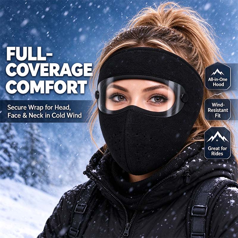 Fleece-lined winter face mask with detachable goggles, product view 9