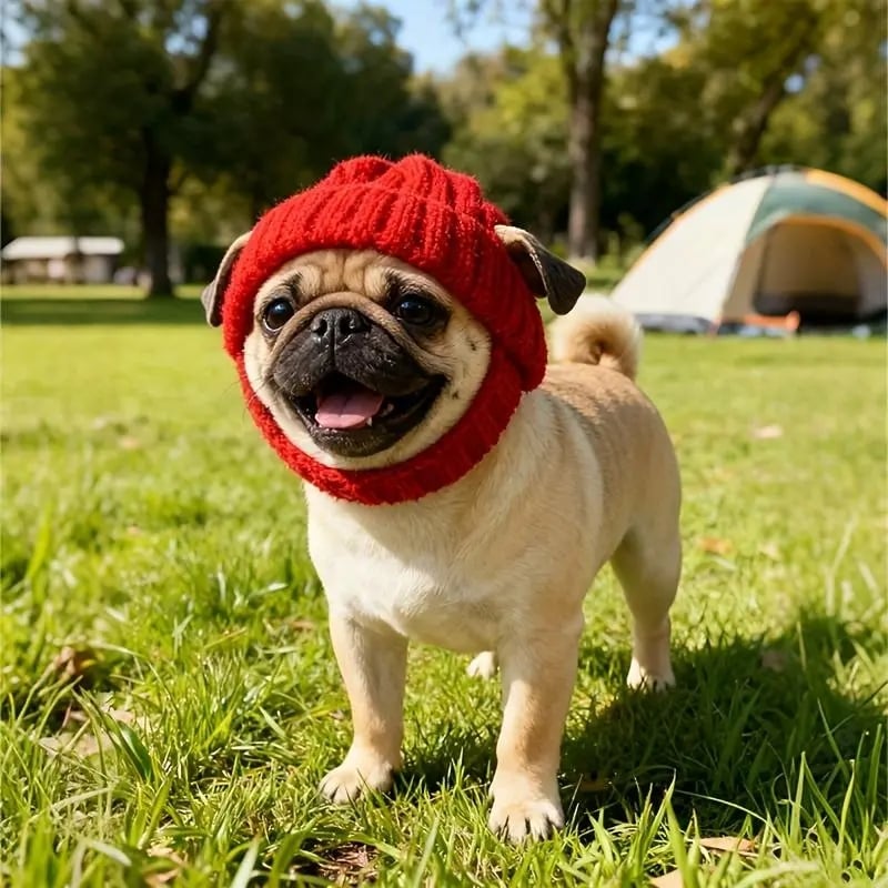 🔥 BUY 2 GET 1 FREE - 🐾Red Wool Knit Dog Beanie with Ear Flaps – Warm Winter Hat