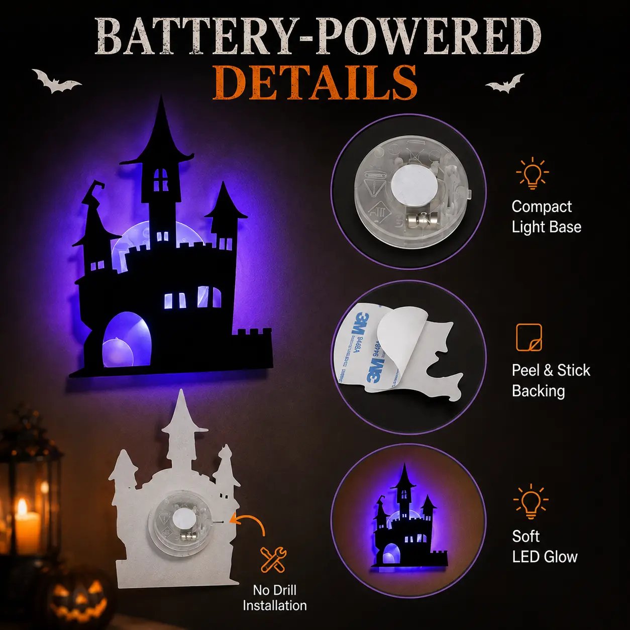 🎃 Halloween LED Silhouette Wall Light Stickers