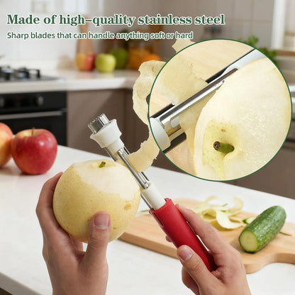 2-in-1 Apple Corer & Peeler – Stainless Steel Fruit Coring Tool for Apples, Pears & Peppers | Quick Seed Remover