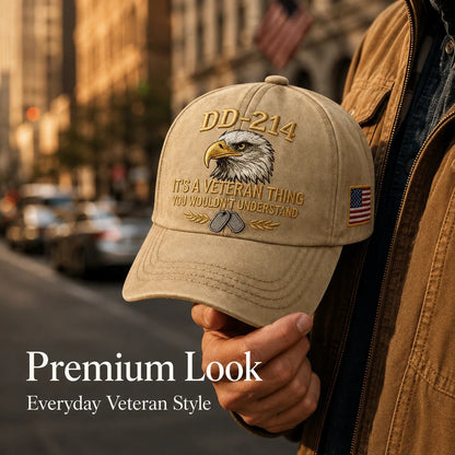 DD-214 Veteran Embroidered Cap with Free Pride Coin