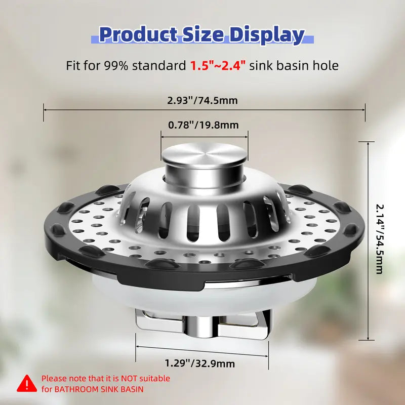 3-in-1 Pop-Up Sink Stopper – Hair Catcher, Drain Protector & Water Stopper