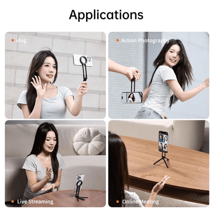 Magnetic Phone Tripod for iPhone – Portable Magsafe Holder with Strong Grip & Foldable Hook