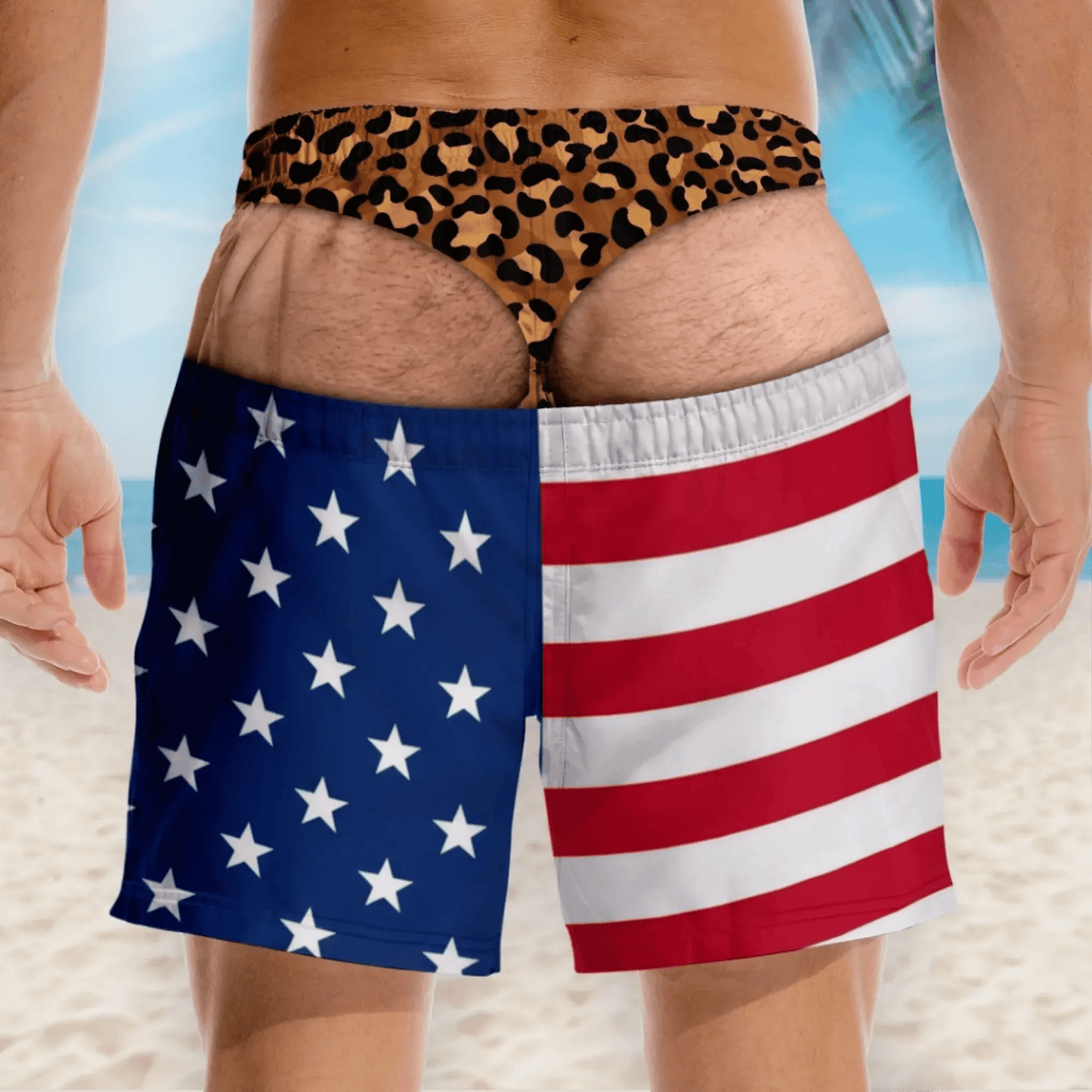 Funny Patriotic Men Swim Trunks - Personalized Birthday Gifts