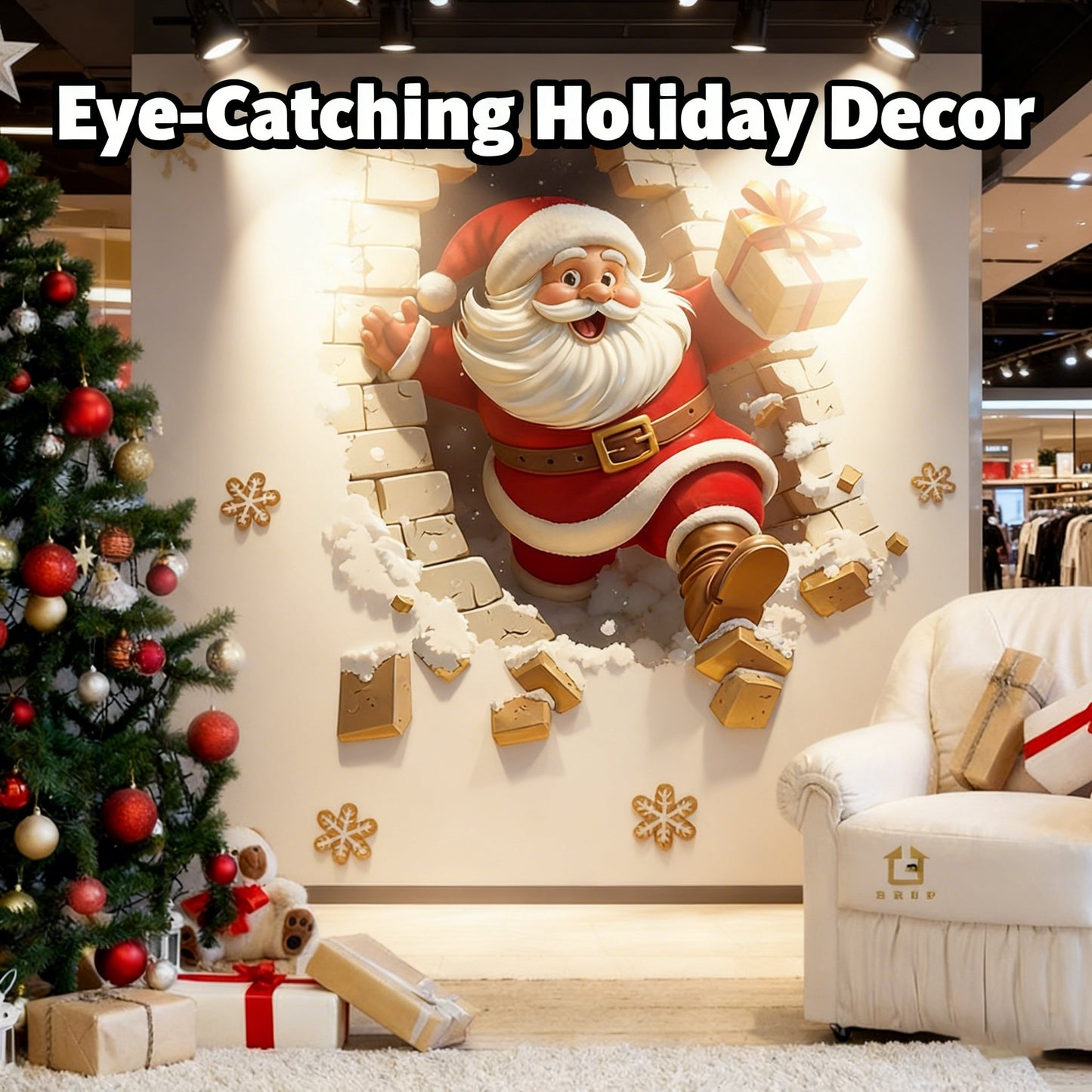 🔥Buy 5 Get 5[10Pcs &💥Free Shipping]Santa Claus Breakthrough Wall Stickers🎄